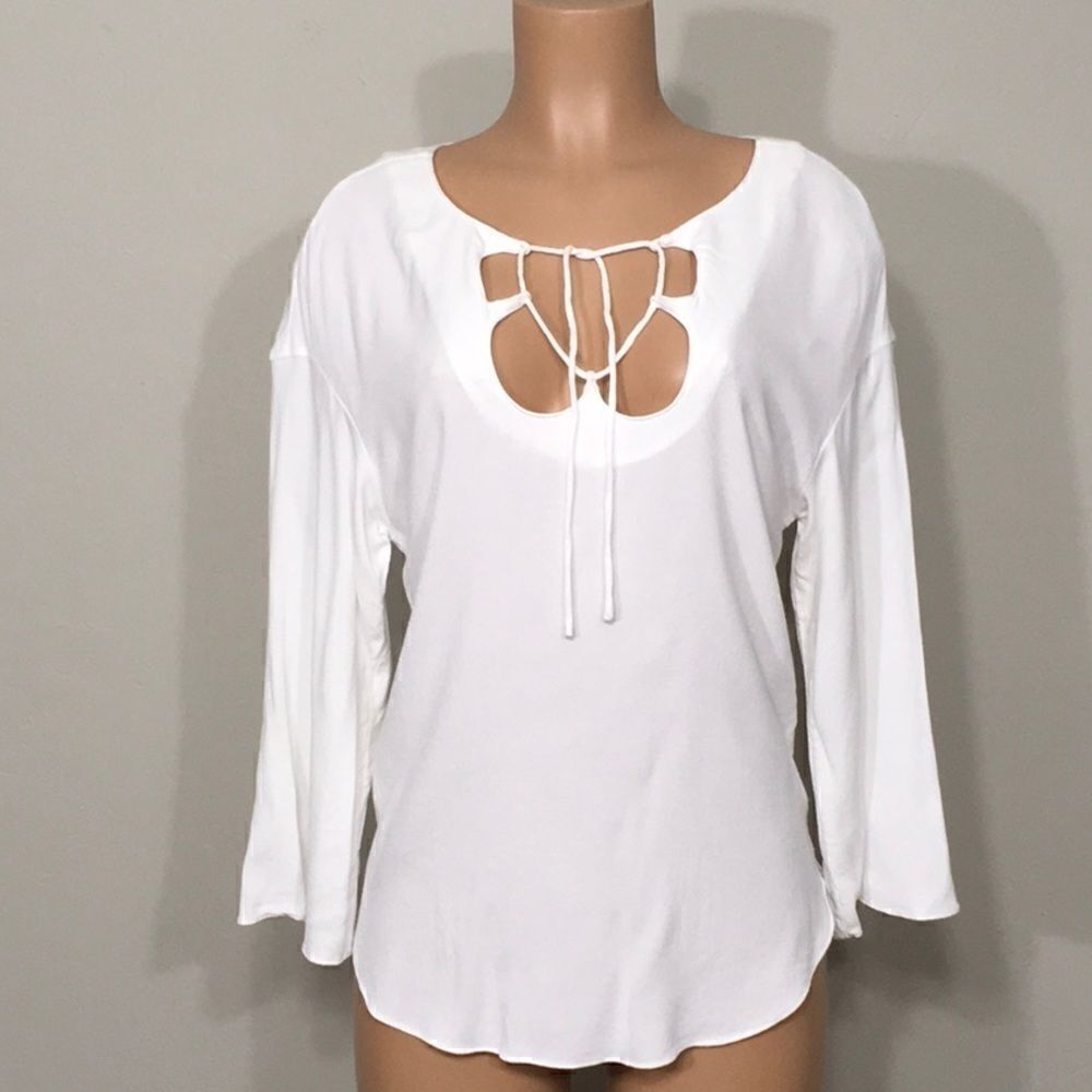 FRAME white lace neck top. - Picture 6 of 10